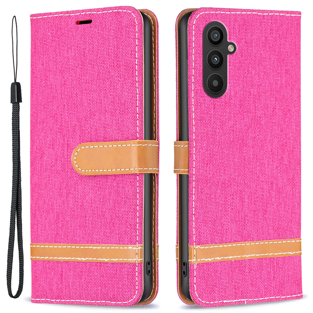 For Samsung Galaxy A25 5G Phone Leather Case Jeans Cloth Splicing Phone Cover with Wallet Stand For Samsung Galaxy A25 5G Phone Leather Case Jeans Cloth Splicing Phone Cover with Wallet Stand